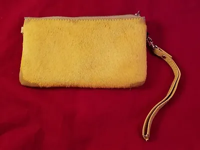 Monserat De Lucca Yellow Calf Leather Hide Wristlet Wallet  • $19.99