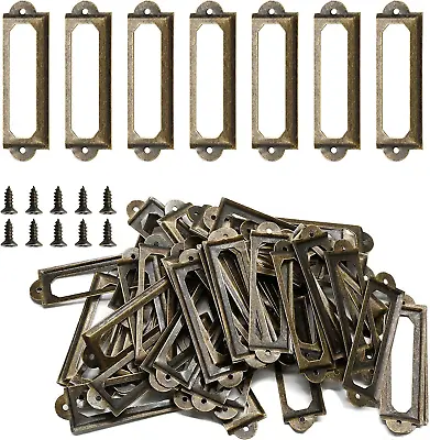 50Pcs Metal Library Label Holders File Cabinet Label Frames With Screws Card T • $8.93