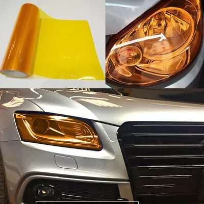 Amber Gloss PVC Film Tint 12 X12  Car Headlight Taillight Fog Wrap Cover Trims • $7.69