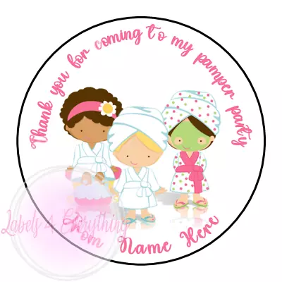 Personalised Pamper Party Stickers Girls Birthday Party Thank You Sweet Cone Bag • £1.99