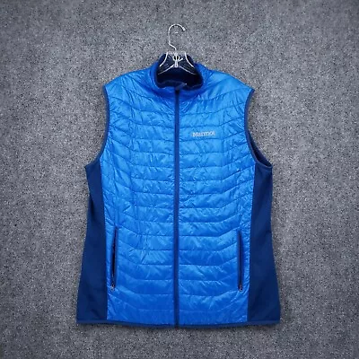 Marmot Vest Mens XL Blue Variant Hybrid Full Zip Quilted Polartec Hiking Outdoor • $49.99