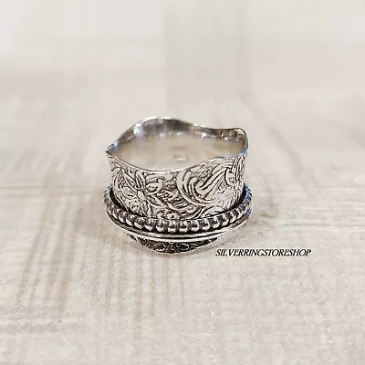 Spinner Ring 925 Sterling Silver Meditation Ring Boho Ring Band RingDesignerGift • $13.99