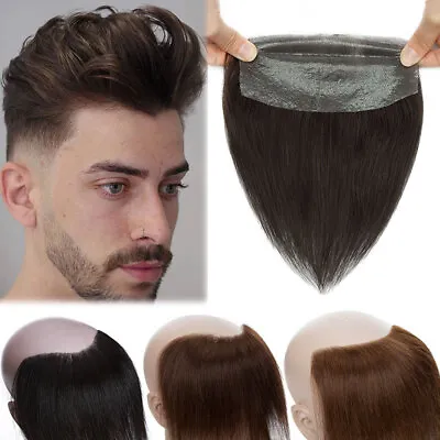 Natural Hairline Mens Toupee Skin PU Remy Human Hair Replacement System Piece UK • £45.77