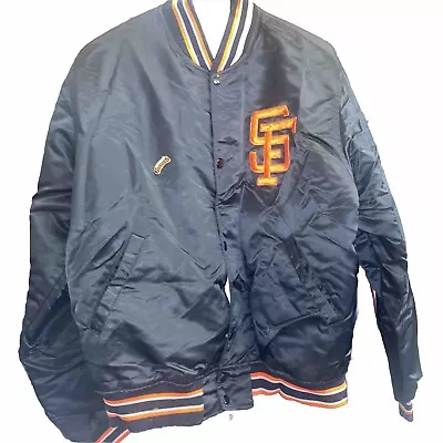 Vintage Starter Diamond Collection San Francisco Giants Black Satin Jacket Sz L • $199