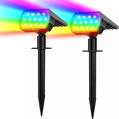 Solar Color Changing Lights Outdoor Multi-Color RGB Solar Landscape Spotlight • £25.97