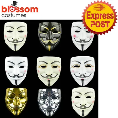 N451 Anonymous Hacker Mask V For Vendetta Halloween Cosplay Costume Guy Fawkes • £5.27