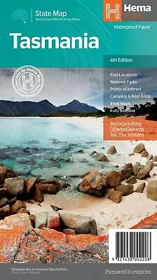 Tasmania State Map - Hema - Scale 1:480K | 4th Edition 2021 | Waterproof • $14.95