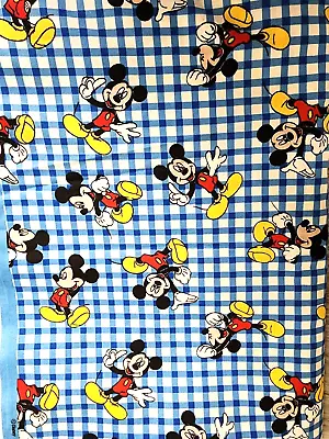 Disney  Springs Mickey Mouse On Woven Plaid Cotton Fabric - 3 Yards • £38.60