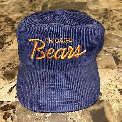 Vintage Chicago Bears Sports Specialties The Cord Script Hat Corduroy Zip Back • $59.99