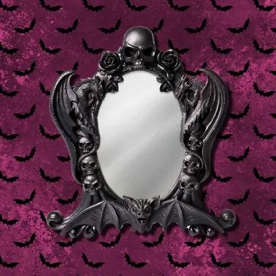 £24.99 • Buy Nosferatu Mirror Alchemy Gothic Black Skull Bat Dragon Rose Bedroom Decor