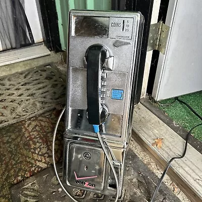 Vintage CHROME Phone Coin Payphone ￼Push Button Telephone GTE Frontier Verizon • $165