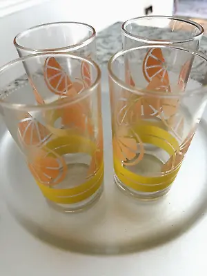 Libbey Vintage Set Of 4  Orange Slice Glassware 8 Ounces • $20