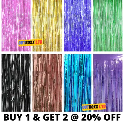 £3.10 • Buy 2m-3m Foil Fringe Tinsel Shimmer Curtain Door Wedding Birthday Party Decorations