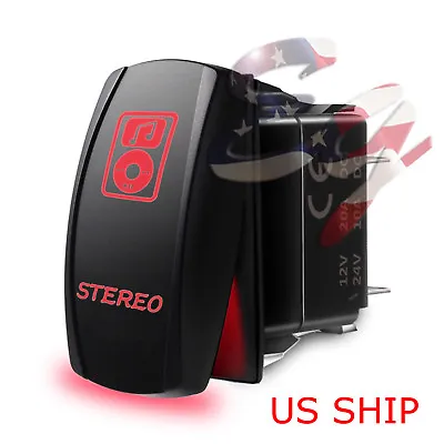 LED Waterproof Red ROCKER SWITCH LASER ETCHED 12v 20a Stereo LIGHT CAR Marine • $8.95