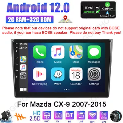 For Mazda CX-9 2007-2015 Apple Carplay GPS Navi 32G Android 12 Car Stereo Radio • $122.19