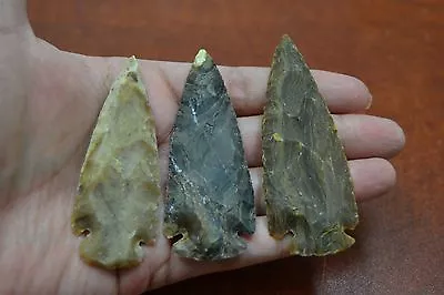 3 Pcs Brown Agate Stone Spearhead Arrowhead Point Medieval 3  - 3 1/2  #t-1370 • $12