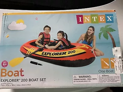 Intex Explorer 200 Inflatable 2 Person River Raft Boat Set With 2 Oars Pump 73” • $18