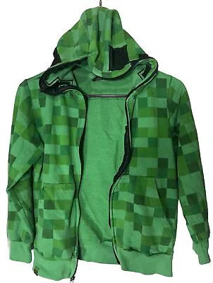 Minecraft Creeper Jacket Hoodie By Mad Engine Kids Small 7/8 Broken Zipper • $10