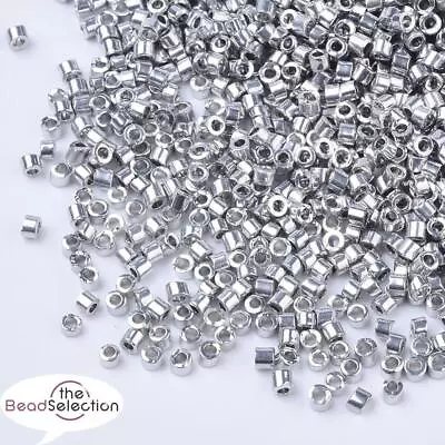 2mm BUGLE SEED BEADS METALLIC SILVER GLASS 800 Beads 10gm • £2.99