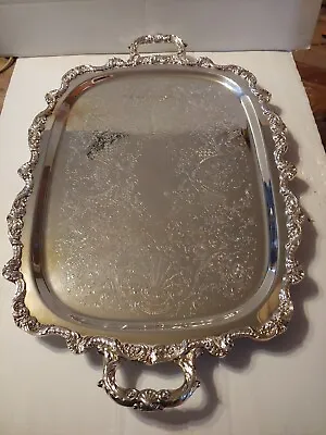 Vintage EPCA Silver Plate Old English Tray By Poole #5041 20  Footed Platter  • $100