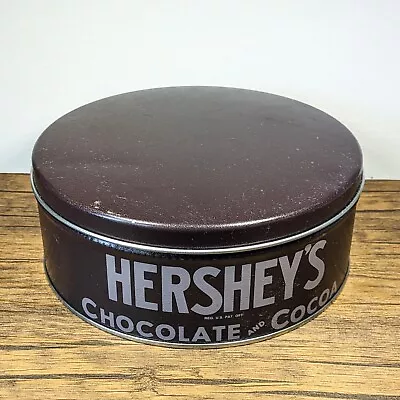 Vintage - 8  Hershey's Chocolate And Cocoa Collector Tin Round Brown Metal • $19.99