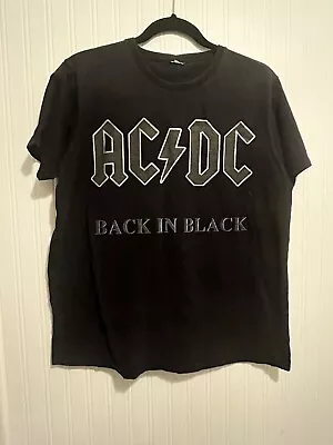 Vintage AC/DC Vintage Back In Black Rock T Shirt Tee Top Size L Band Tour Iconic • £16