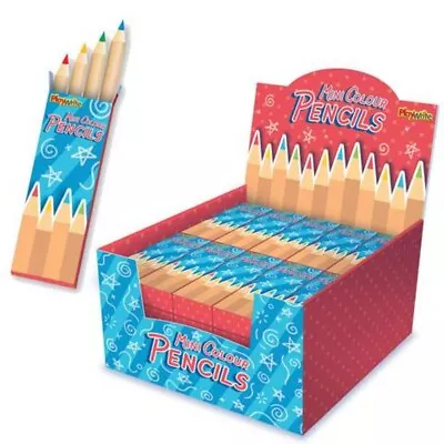 Kids Mini Colouring Pencils Party Bag Filler Childrens Pencils Pk 4 • £2.49