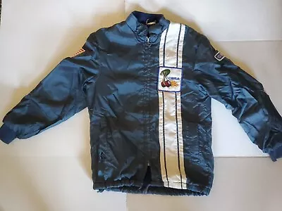 Vintage Ford Mustang Cobra Racing Jacket Size SM Sherpa Lined NAVY BLUE USA • $224.92