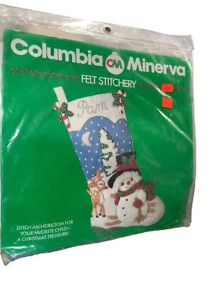 Vintage Columbia Minerva Frosty Snowman Felt Stocking Kit 7585 • $15.16