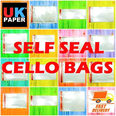 Clear Cellophane Self Seal Cello Display Bags For Cards Sweets Candy Large Small • £7.59