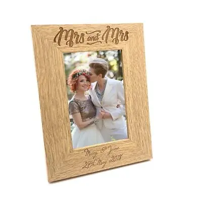 Personalised Engraved Mrs And Mrs Wooden Photo Frame Wedding Gift FW181 • £13.98