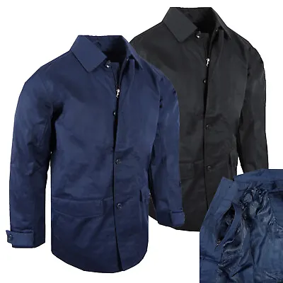 Twill Trench Coat Mens Water Resistant Zip Up Hand W/ Pouch Pockets Silky Lining • $27.95