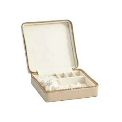 Pottery Barn Quinn Square Jewelry Binder Travel Box 7x7x2.75  - Fawn MSRP $89 • $39.99