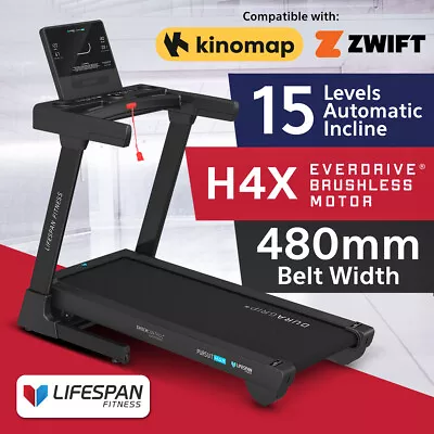 Lifespan Fitness Pursuit MAX Treadmill W480mm 15Lv Incline Bluetooth Speed 16kph • $935.45