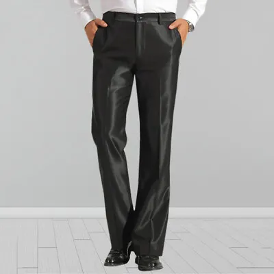 Men Shiny Flares Pants Formal Dress Slim Trousers Retro 60s 70s Bell Bottom • $45.57