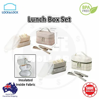 $44.95 • Buy Lock N Lock Lunch Bento Box Set With Compartment Insulated Bag Food Container
