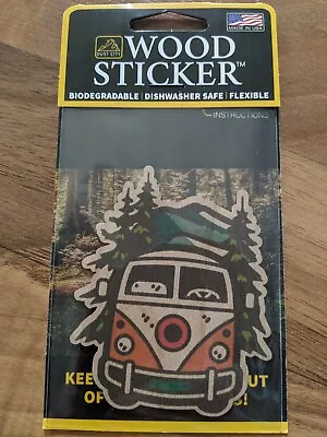 $4.86 • Buy Sustainably Sourced Wood Sticker VW Bus Vintage Camper Wooden Decal Retro Van