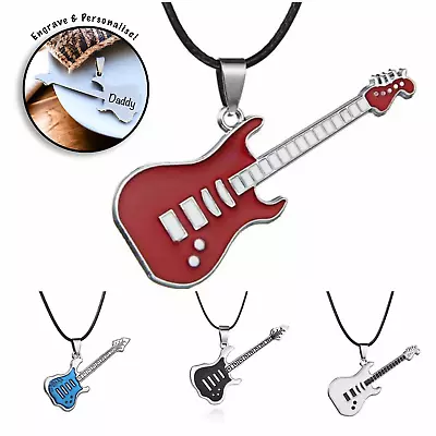 Guitar Music Musical Necklace Personalised Pendant Stainless Steel Jewellery • £4.99