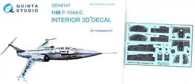 Quinta Studios 1/48 F-104A/C STARFIGHTER 3D DECAL COLORED INTERIOR SET Hasegawa • $13.99