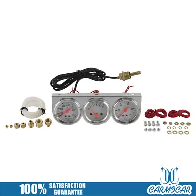 Water Temp Oil Pressure Volt Meter Chrome 52mm 2'' Mechanical Triple Gauge Set • $23.86