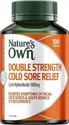 Nature's Own Double Strength Cold Sore Relief 100 Tablets L-Lysine Natures • $20.58
