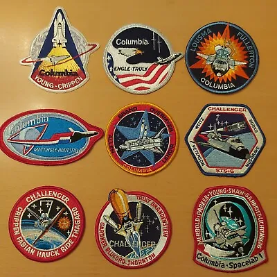 Lot Of 9 NASA Space Shuttle Mission Patches STS-1 To STS-9 (1981-1983) • £50