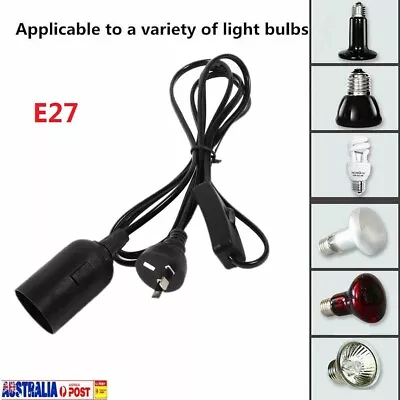 E27 Cable Cord AU Plug Lamp Light Bulbs Holder Socket Base With Switch Black • $12.99