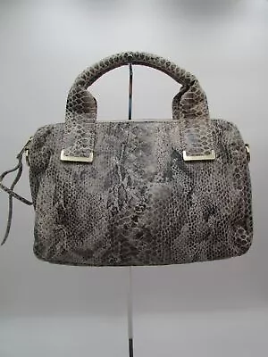 Elliot Lucca Ash Grey Python Embossed Leather Mini Satchel Handbag Purse • $24.99