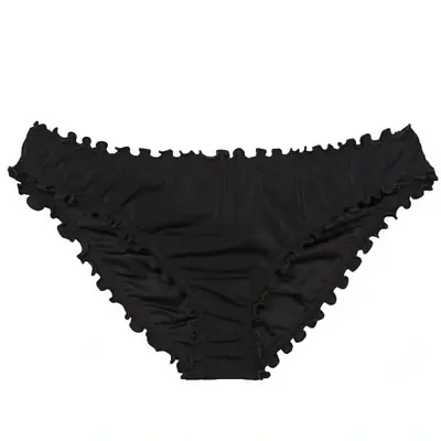 Victorias Secret Swim Capri Ruffle Cheeky Bikini Bottom Large Black • $28.98