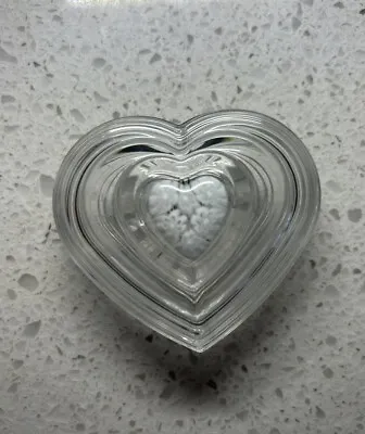Vintage Vinciprova Italian Murano Glass Trinket Box Heart Shaped Small • $29