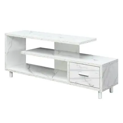 Convenience Concepts TV Stand 23.5  1-Drawers 3-Shelves MDF White Faux Marble • $187.71