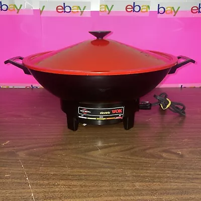 WEST BEND Electric Wok 79525 Vintage 6-Qt  Red/Black With Rack Tested Works Used • $12.61