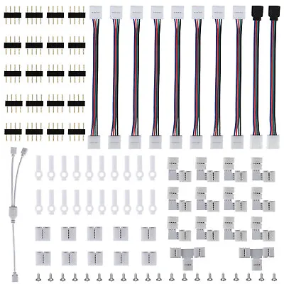 95pcs 10mm Solderless 4-Pin Connector Clip For 5050 RGB LED Strip Light Power US • $13.48