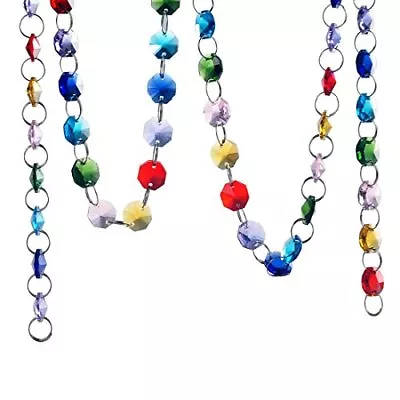 6Ft Colorful Glass Crystal Octagon Beads Chain Chandelier Prisms Hanging Garland • $15.89